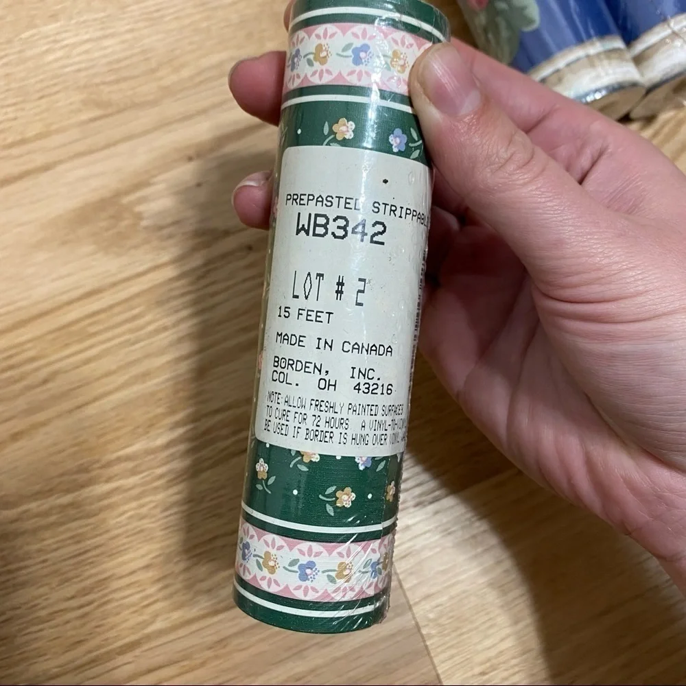 Vintage Wallpaper Border 5 Rolls Green Floral Prepastel Strippable Washable